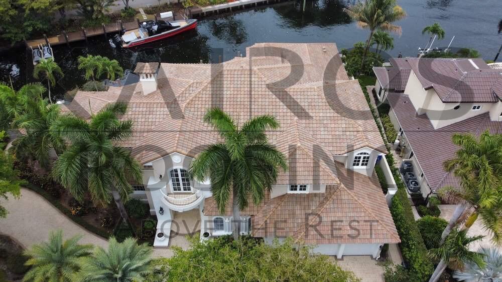 Miami beach home with concrete tiles by Kairos roofing