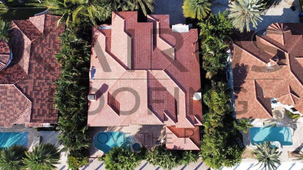 Overhead view of South Florida homes with concrete roofing tiles