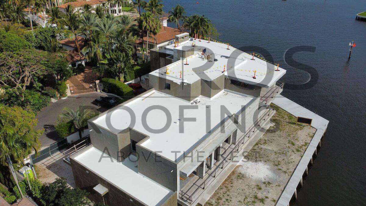 tpo flat roofing project in florida on residential home by Kairos roofing