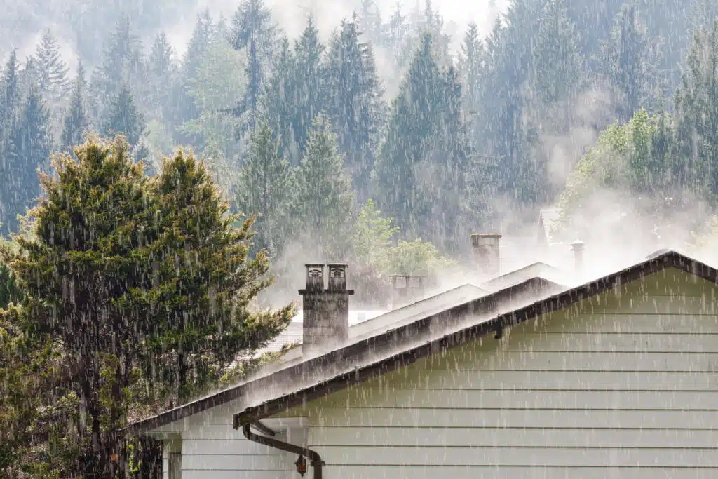 Rain Drops falling on Rooftops