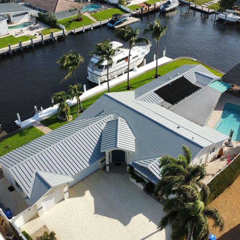 aerial view of metal roof in Florida