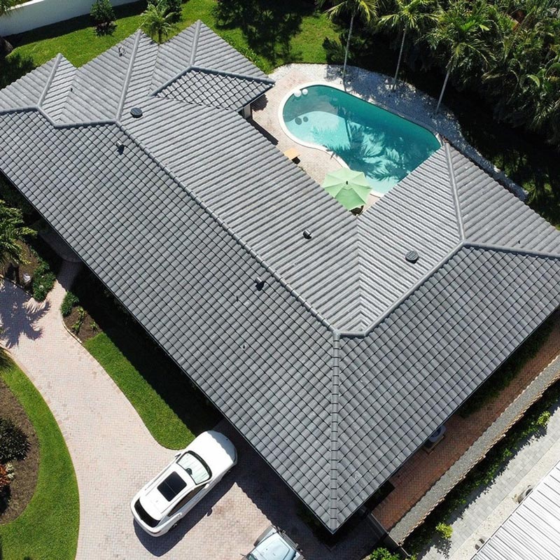 aerial view of concrete tile roof